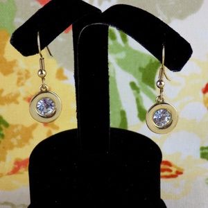 GIVENCHY GOLD TONE CLEAR RHINESTONE DROP EARRINGS